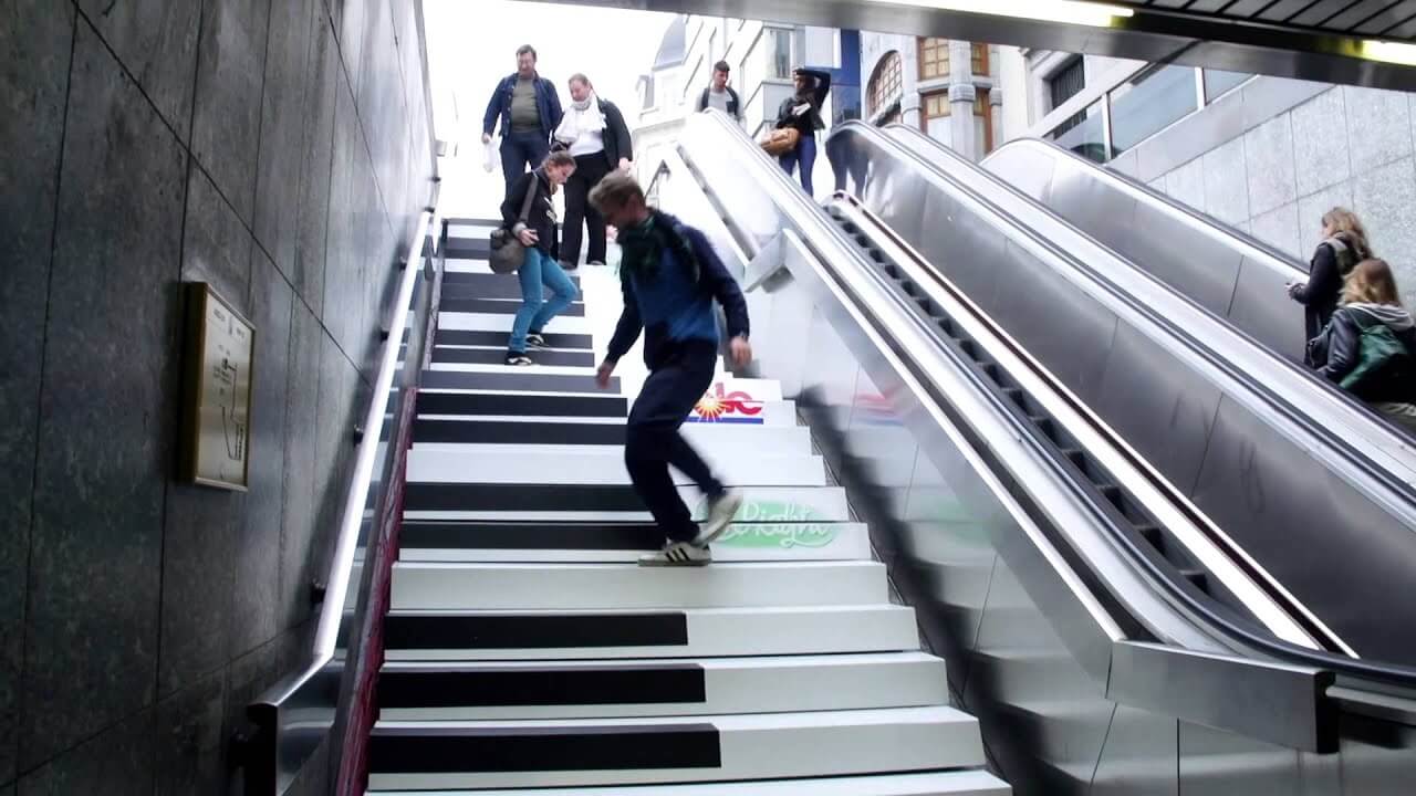 Piano stairs in Sweden is an example of Fun and Nudge theory