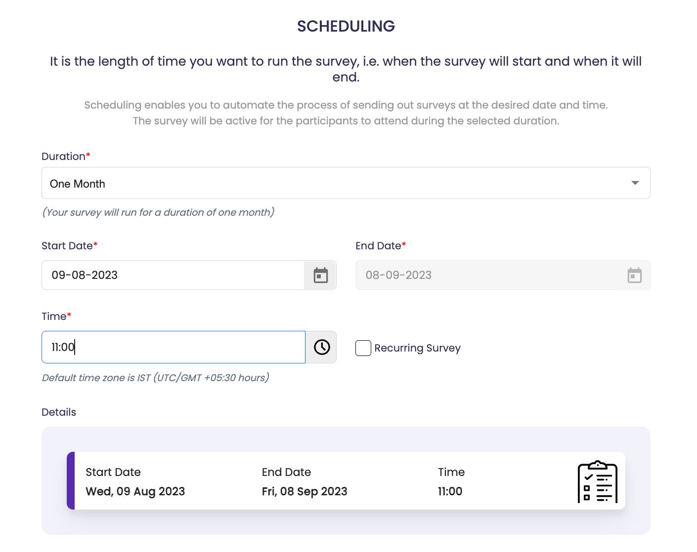 Employee Survey Scheduling